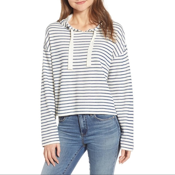 Super Soft Navy & White Striped BP hoodie - Picture 4 of 5